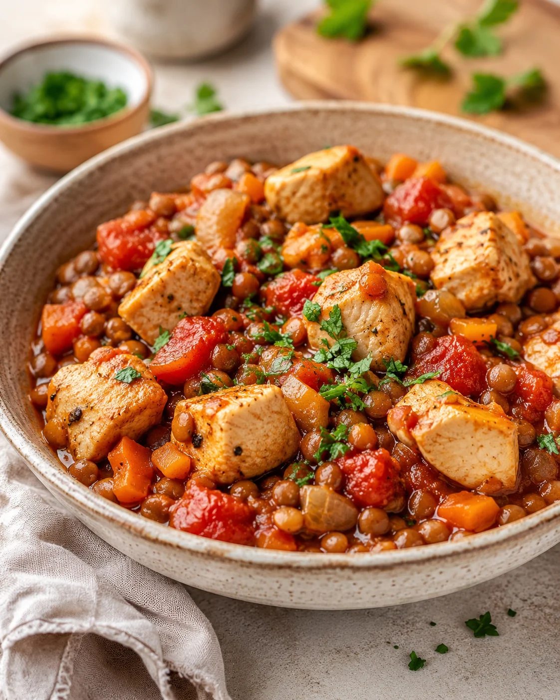 Сочевиця з куркою та томатами