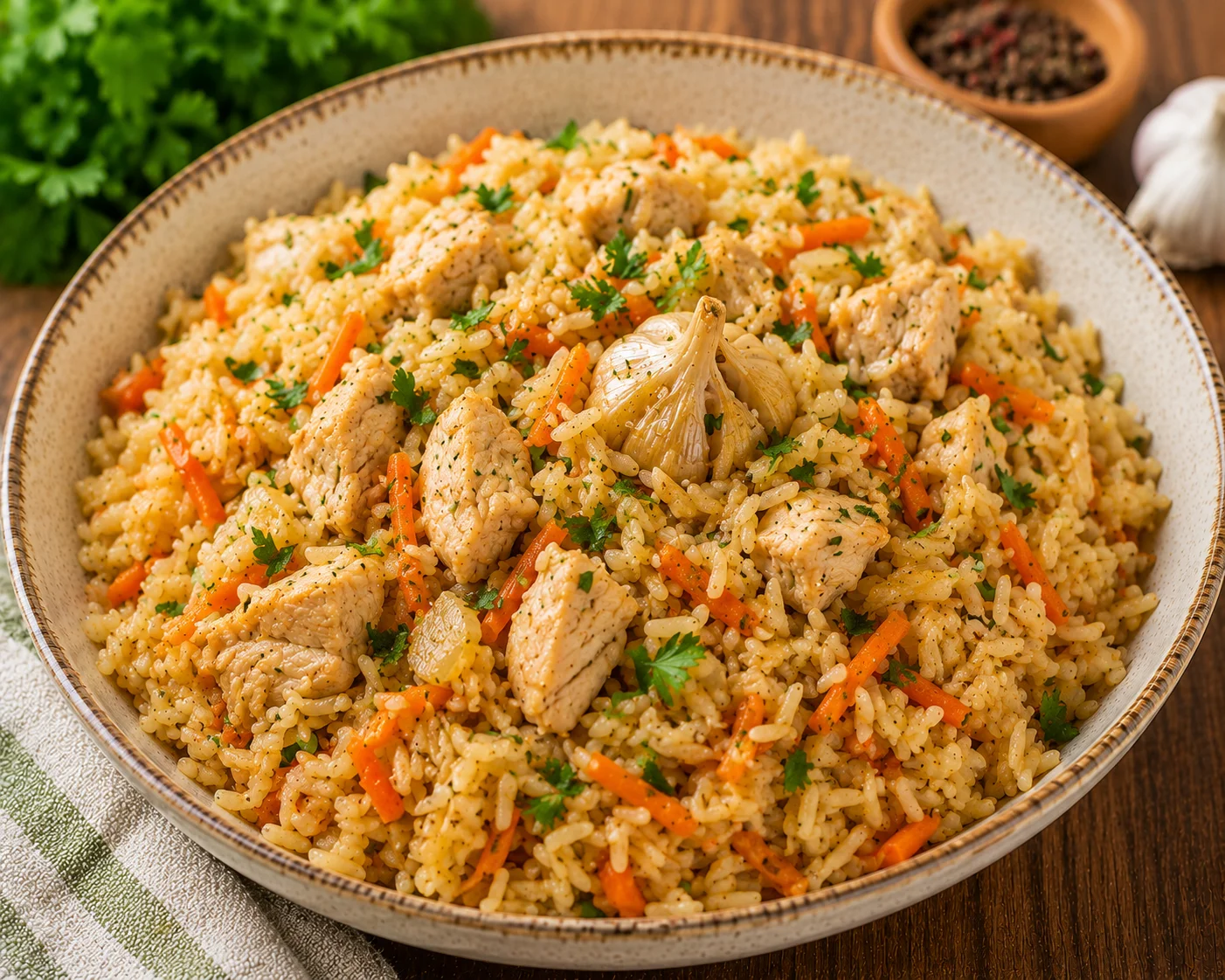 Chicken pilaf without excess oil