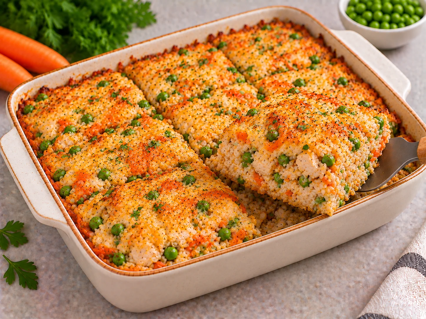 Rice casserole with turkey and peas