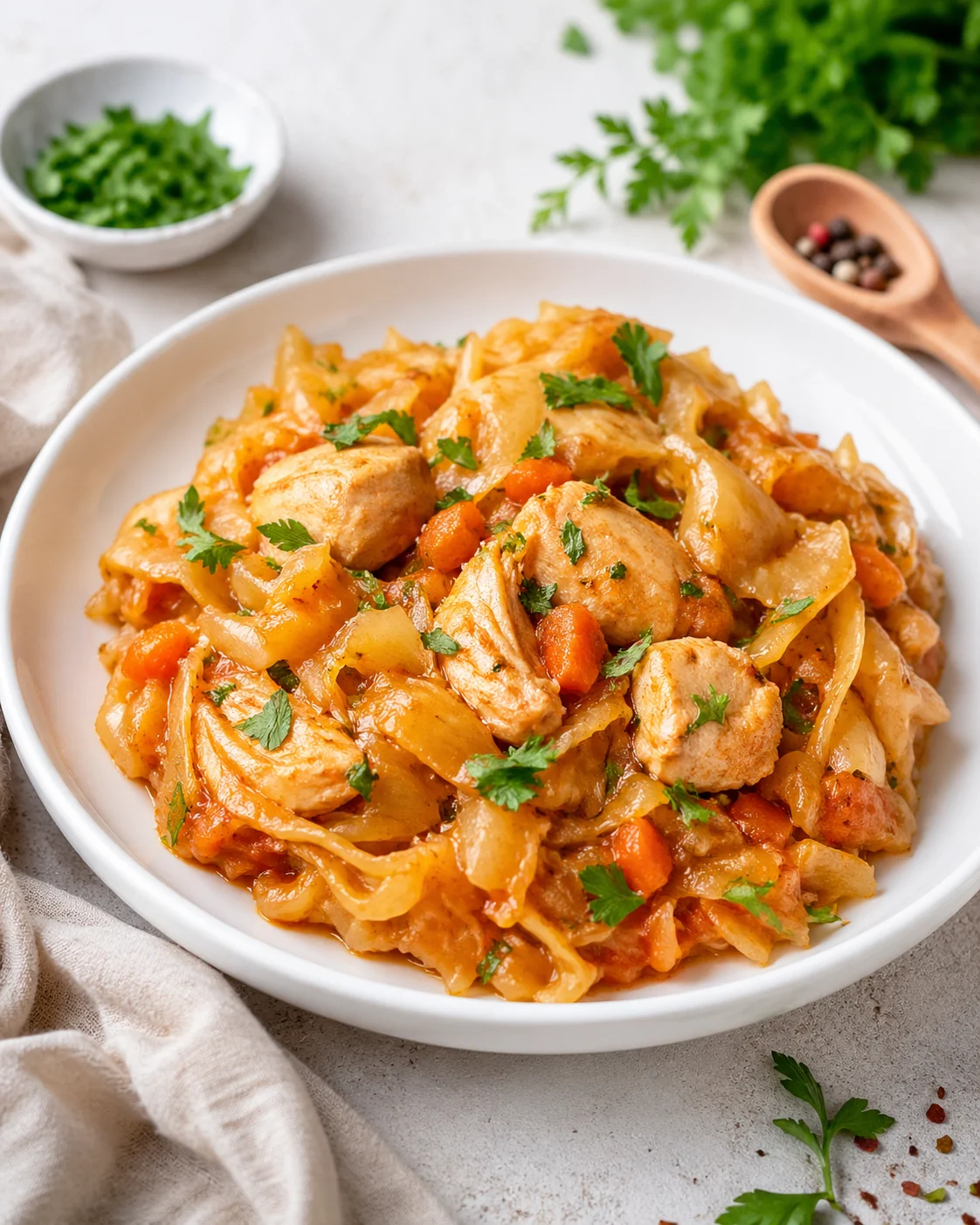 Stewed cabbage with chicken