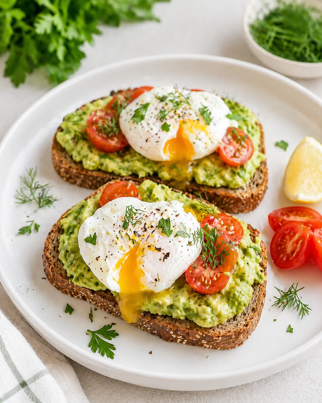 Toast with egg and avocado