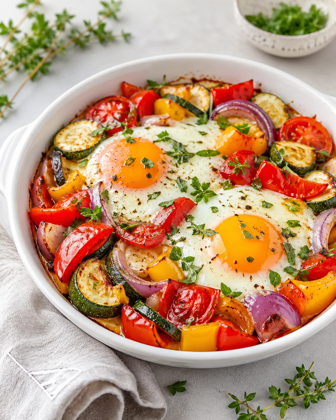Baked vegetables with eggs