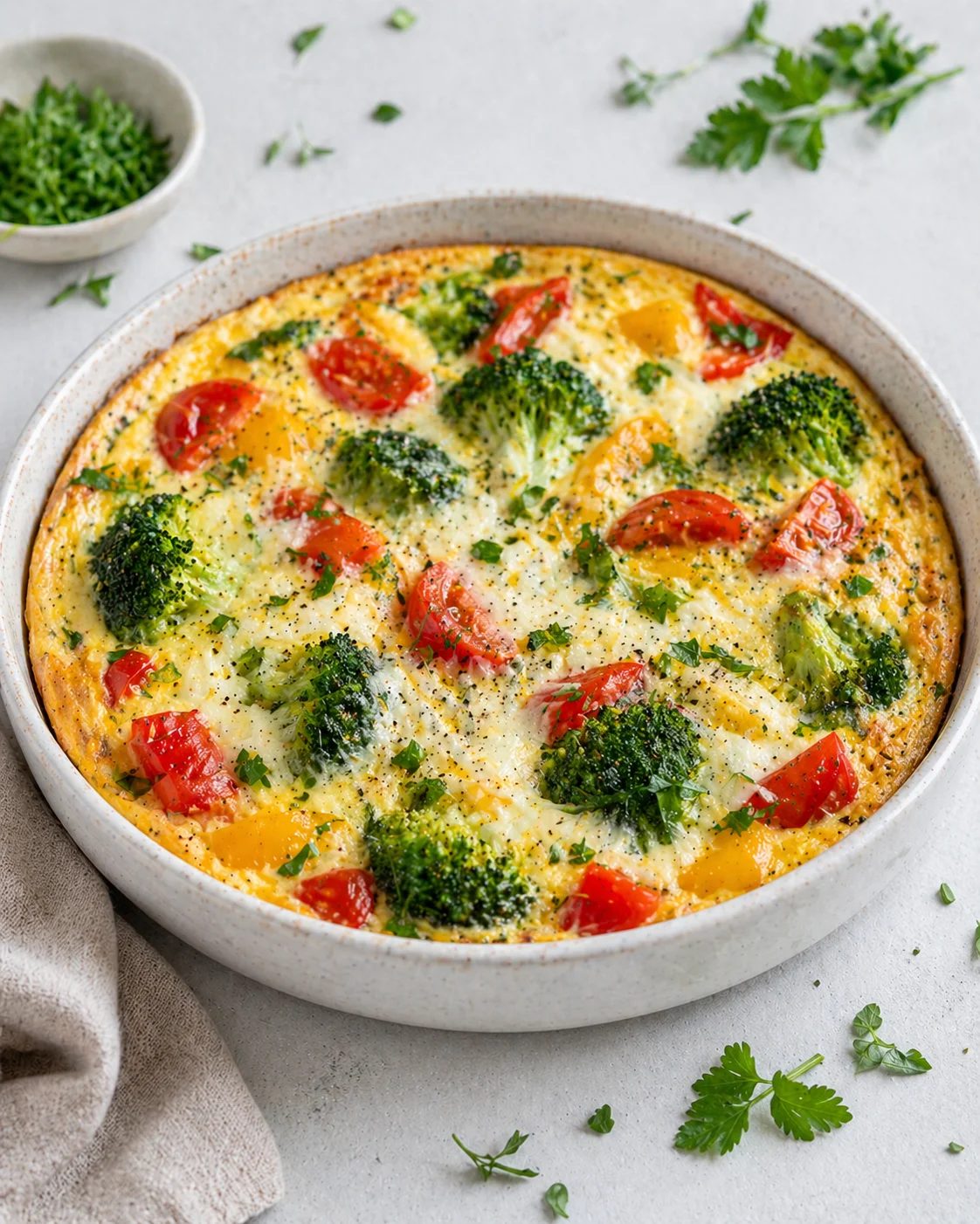 Pieczony omlet warzywny z serem light