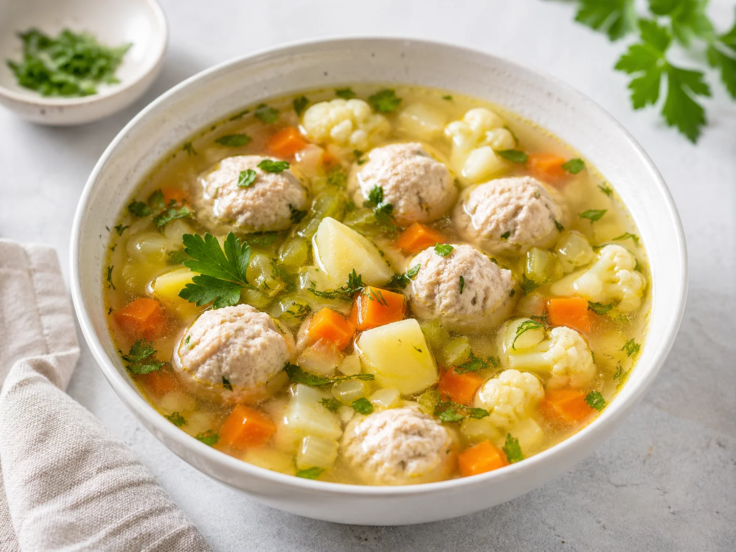 Zupa warzywna z klopsikami z indyka