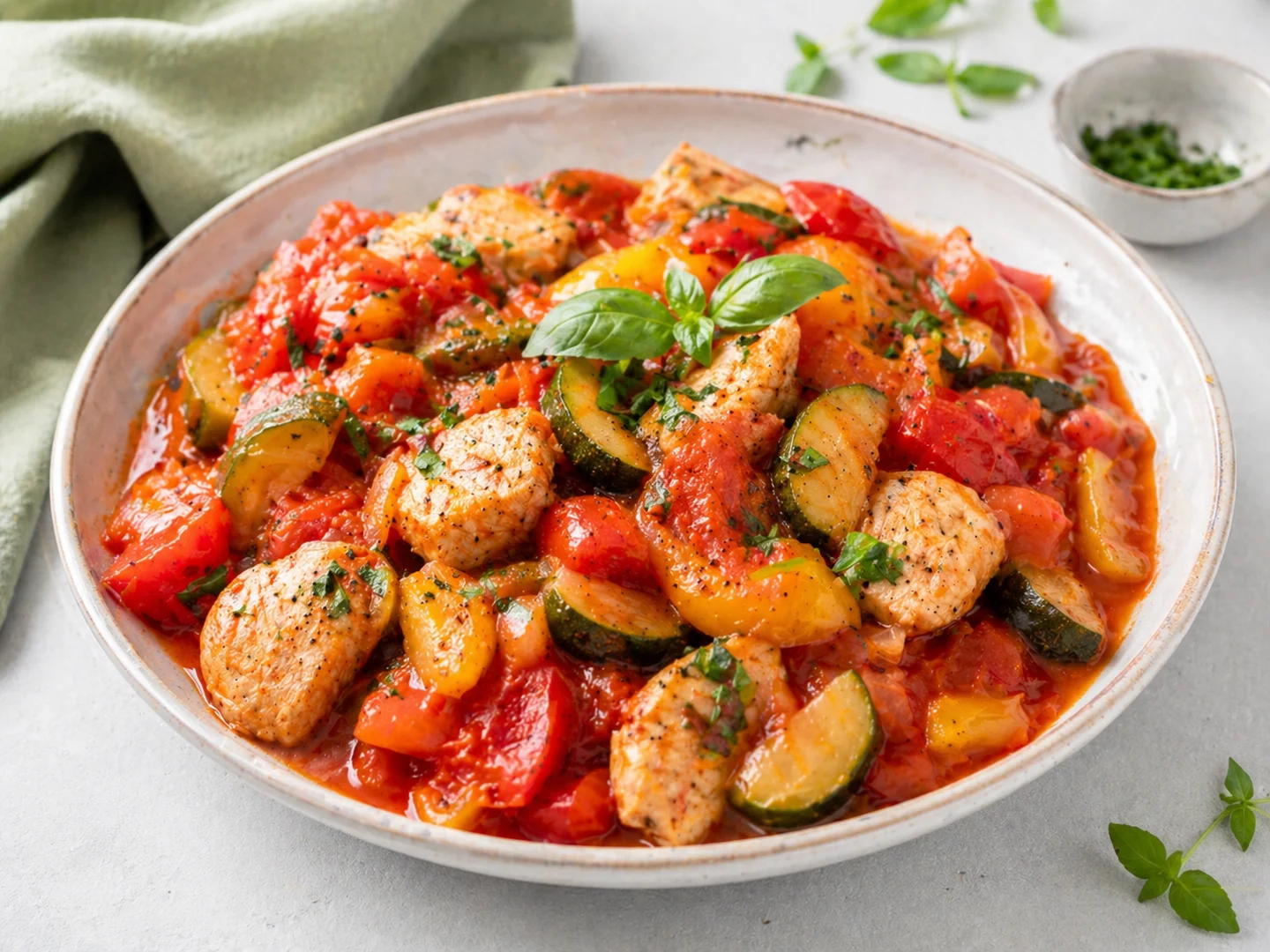 Vegetable lecho with chicken
