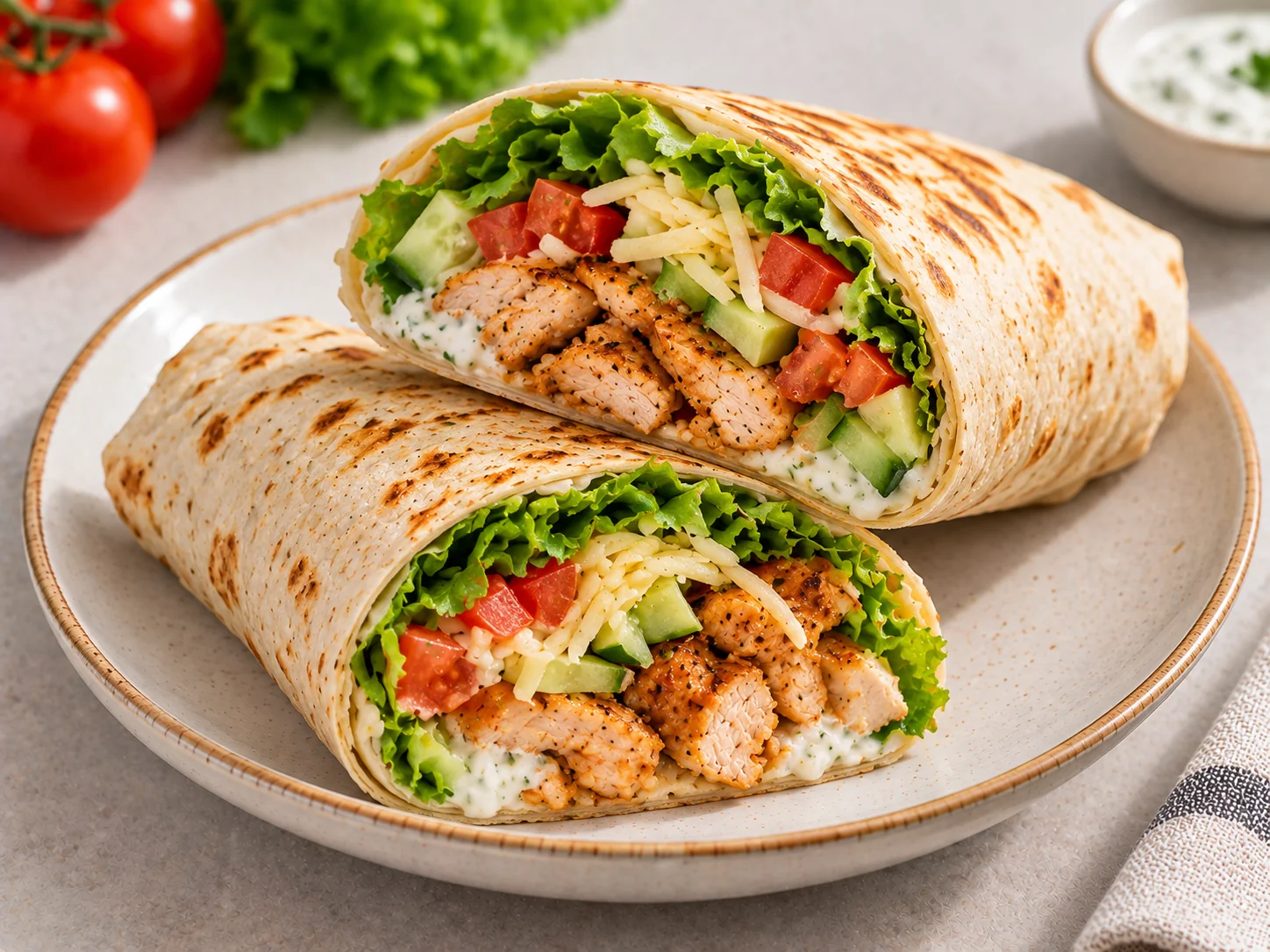 Tortilla with turkey and vegetables