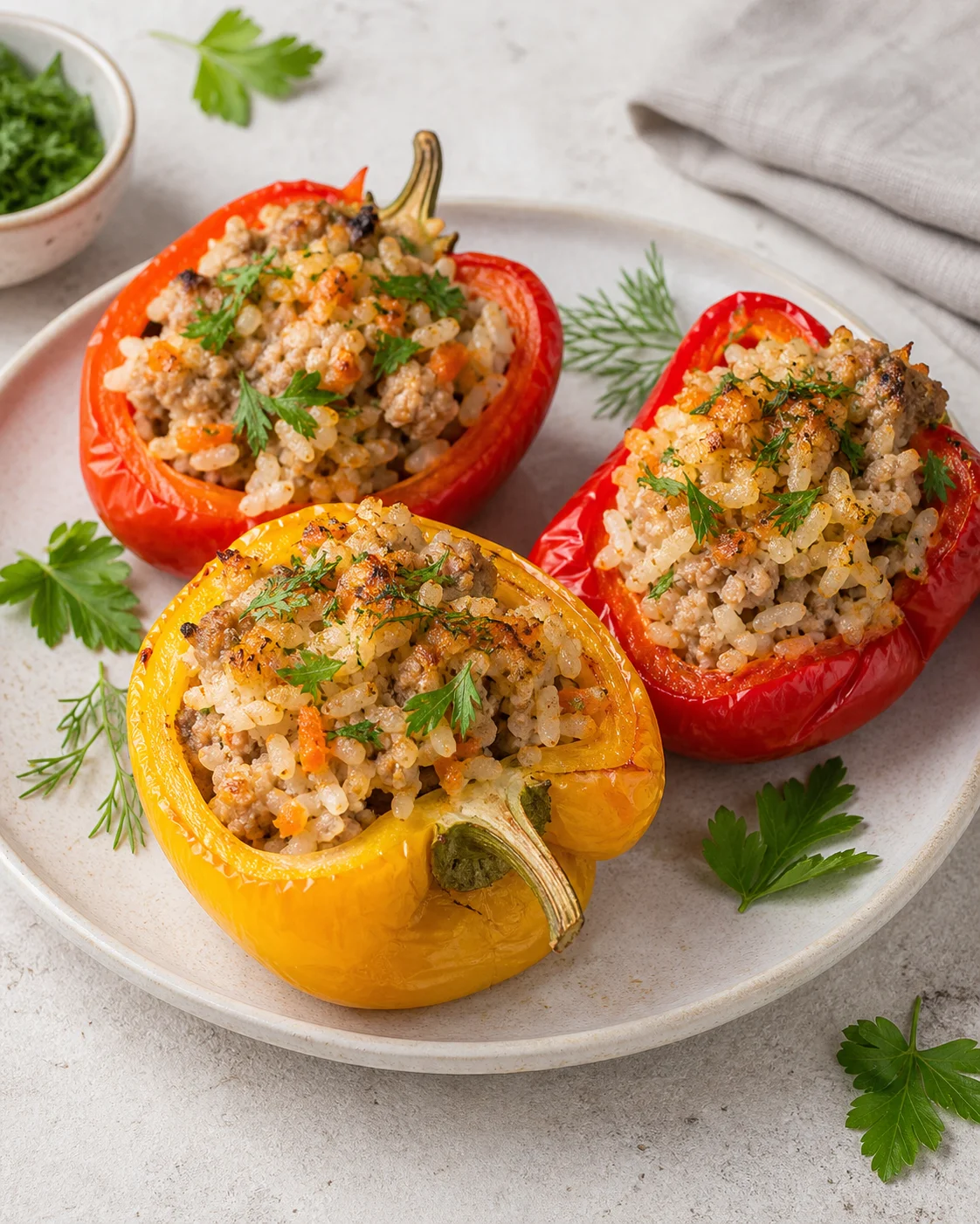 Stuffed peppers with turkey and rice