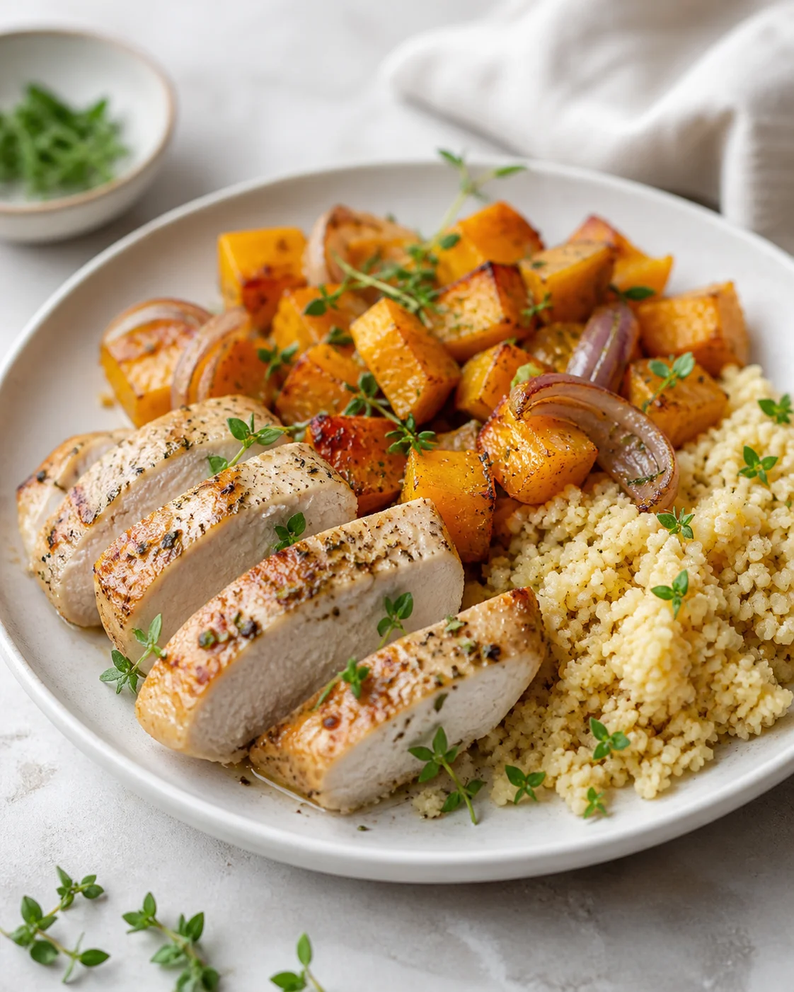 Roasted turkey with pumpkin and couscous