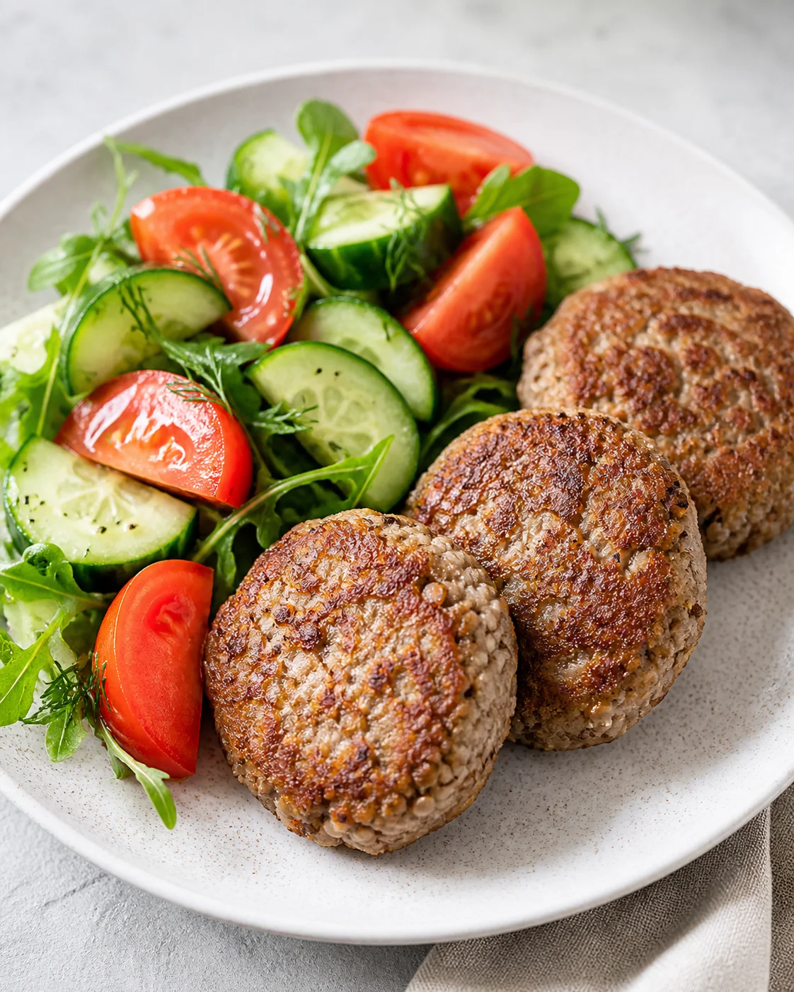 Buckwheat cutlets with turkey and salad