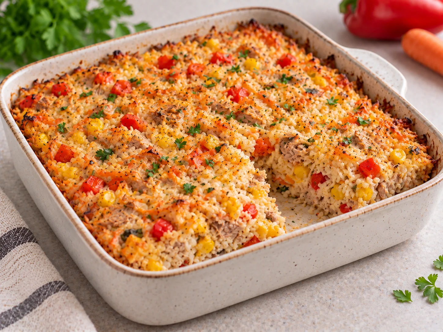 Rice casserole with tuna and vegetables