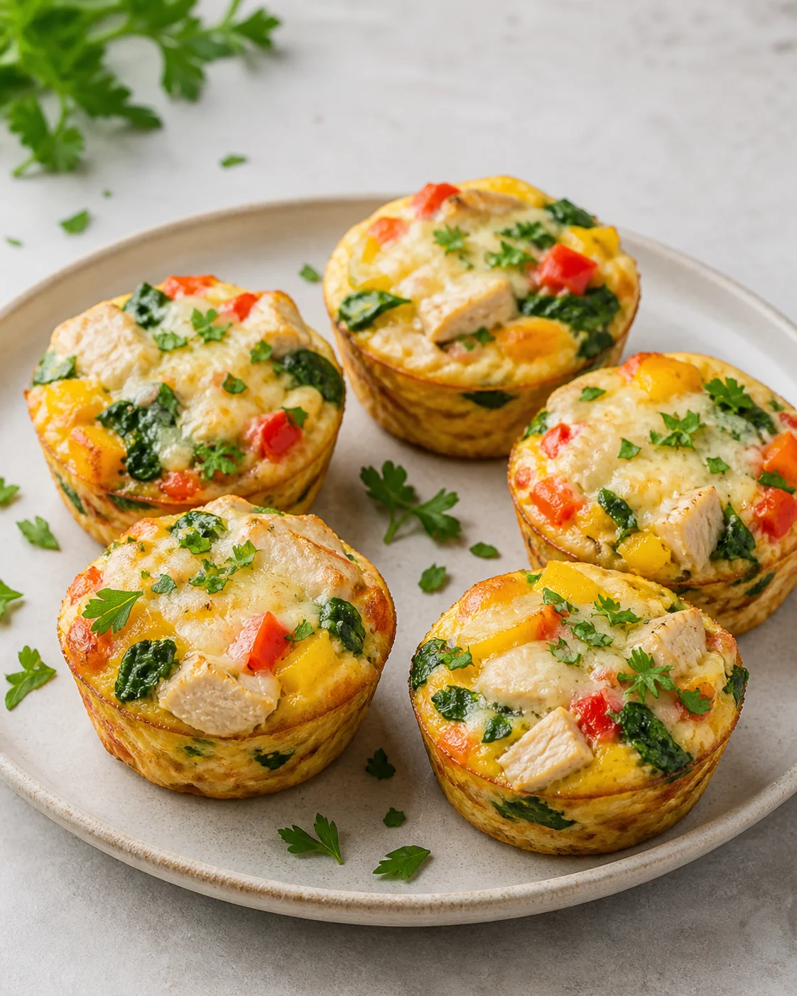 Egg muffins with vegetables and chicken